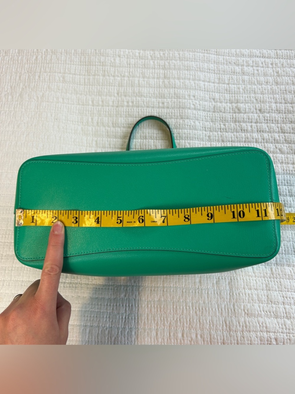 kate spade New York Harper Satchel Green Structured Leather Bag missing strap - Picture 10 of 11